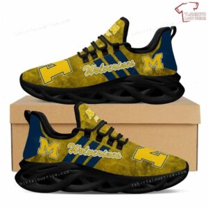 Personalize NCAA Michigan Wolverines Maize Blue Max Soul Sneakers Running Shoes