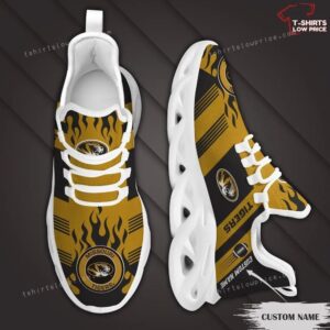 Personalize NCAA Missouri Tigers Gold Black Max Soul Sneakers Sport Shoes