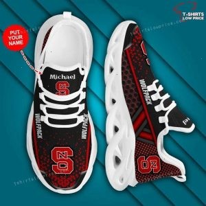 Personalize NCAA Nc State Wolfpack Black Red Max Soul Sneakers Running Shoes