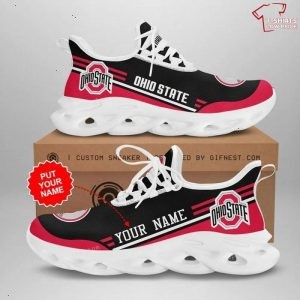 Personalize NCAA Ohio State Buckeyes Black Max Soul Sneakers Sport Shoes