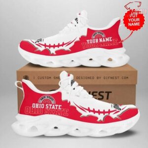 Personalize NCAA Ohio State Buckeyes White Red Max Soul Sneakers Sport Shoes