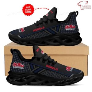 Personalize NCAA Ole Miss Rebels Black Max Soul Sneakers Running Shoes