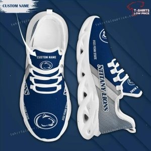 Personalize NCAA Penn State Nittany Lions Grey Blue Max Soul Shoes Running Sneakers