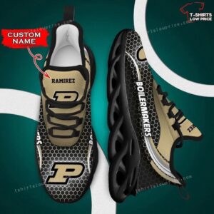 Personalize NCAA Purdue Boilermakers Gold Black Max Soul Sneakers Running Shoes