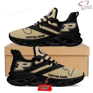 Personalize NCAA Purdue Boilermakers Gold Black Max Soul Sneakers Sport Shoes