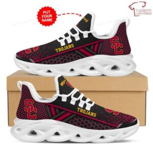 Personalize NCAA Usc Trojans Cardinal Black Max Soul Sneakers Running Shoes