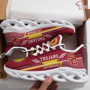 Personalize NCAA Usc Trojans Cardinal Gold Max Soul Shoes Running Sneakers