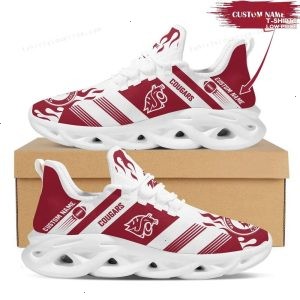 Personalize NCAA Washington State Cougars Red White Max Soul Shoes Running Sneakers