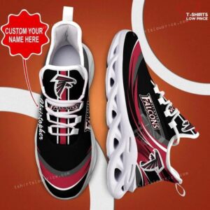 Personalize NFL Atlanta Falcons Black Red Max Soul Sneakers Sport Shoes