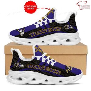 Personalize NFL Baltimore Ravens Purple Black Max Soul Sneakers Sport Shoes