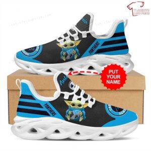 Personalize NFL Carolina Panthers Baby Yoda Max Soul Shoes Running Sneakers