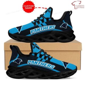 Personalize NFL Carolina Panthers Blue Black Max Soul Sneakers Sport Shoes
