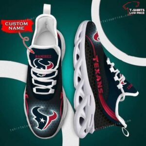 Personalize NFL Houston Texans Blue Max Soul Shoes Running Sneakers