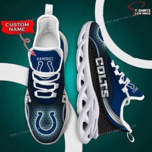 Personalize NFL Indianapolis Colts Royal Blue Max Soul Sneakers Running Shoes