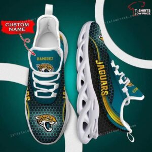 Personalize NFL Jacksonville Jaguars Teal Black Max Soul Sneakers Sport Shoes
