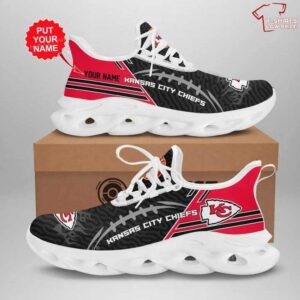 Personalize NFL Kansas City Chiefs Red Black Max Soul Shoes Running Sneakers