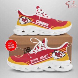 Personalize NFL Kansas City Chiefs Red Gold Max Soul Shoes Running Sneakers