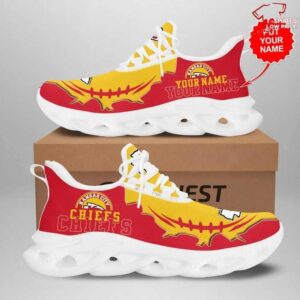 Personalize NFL Kansas City Chiefs Red Gold Max Soul Sneakers Running Shoes