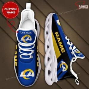 Personalize NFL Los Angeles Rams Blue Yellow Max Soul Sneakers Sport Shoes