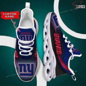 Personalize NFL New York Giants Blue Black Max Soul Sneakers Sport Shoes