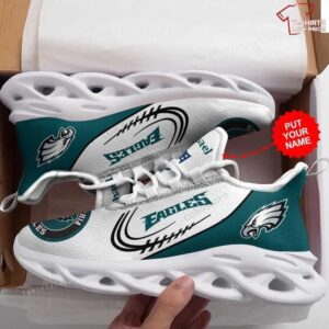 Personalize NFL Philadelphia Eagles White Green Max Soul Shoes Running Sneakers