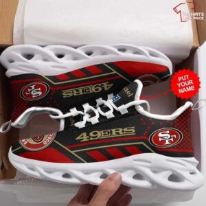 Personalize NFL San Francisco 49ers Black Red Stripes Max Soul Sneakers Sport Shoes