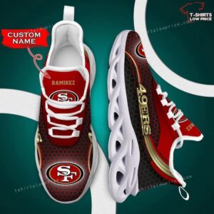 Personalize NFL San Francisco 49ers Red Black Max Soul Sneakers Sport Shoes