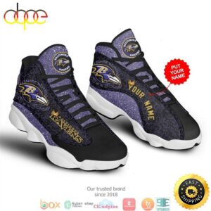 Personalized Baltimore Ravens NFL Galaxy Air Jordan 13 Sneaker Shoes