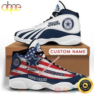 Personalized Dallas Cowboys NFL American Flag Custom Air Jordan 13 Shoes
