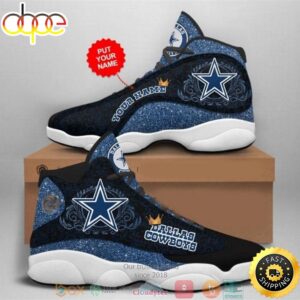 Personalized Dallas Cowboys NFL Queen Bling Bling Football Team 10 Air Jordan 13 Sneaker Shoes