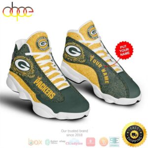 Personalized Green Bay Packers NFL Football Custom Air Jordan 13 Shoes