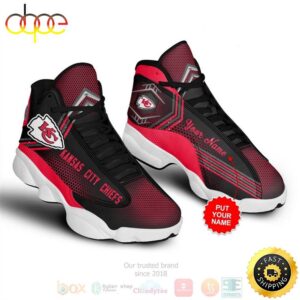 Personalized Kansas City Chiefs NFL Custom Black Red Air Jordan 13 Shoes