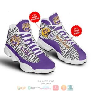 Personalized Lsu Tigers And Lady Tigers Ncaaf Teams Football Big Logo 33 Air Jordan 13 Sneaker Shoes
