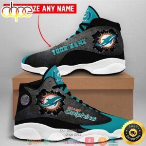 Personalized Miami Dolphins Football NFL Air Jordan 13 Sneaker Shoes