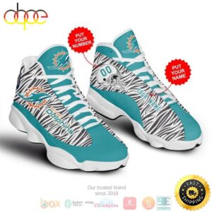 Personalized Miami Dolphins NFL Custom Air Jordan 13 Shoes 2