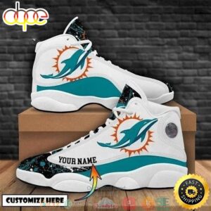 Personalized Miami Dolphins NFL Football Team Big Logo 34 Gift Air Jordan 13 Sneaker Shoes