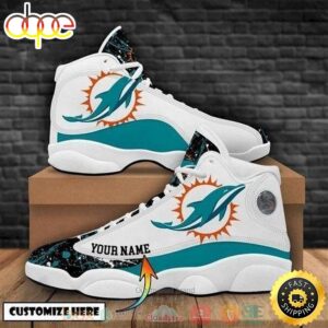 Personalized Miami Dolphins NFL Football Team Logo Custom Air Jordan 13 Shoes