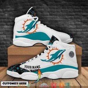 Personalized Miami Dolphins Nfl Football Team Air Jordan 13 Sneaker Shoes
