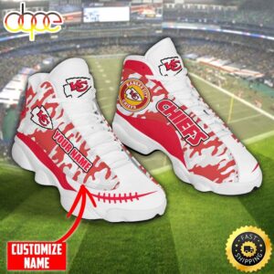 Personalized NFL Kansas City Chiefs Camo Red Air Jordan 13 Shoes