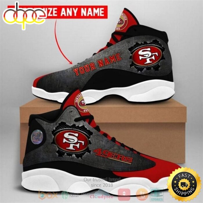 Personalized NFL San Francisco 49Ers Logo Football Team Custom Air Jordan 13 Shoes