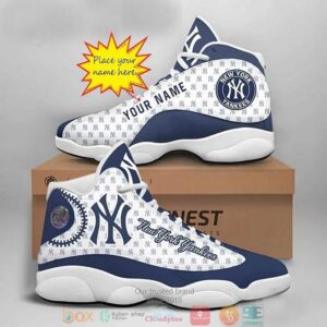 Personalized New York Yankees Football Mlb Big Logo Air Jordan 13 Sneaker Shoes