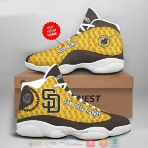 Personalized San Diego Padres Football Mlb Big Logo Air Jordan 13 Sneaker Shoes
