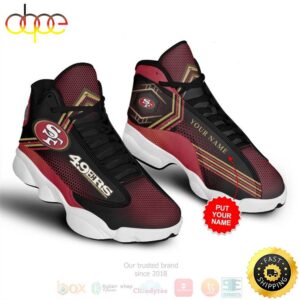Personalized San Francisco 49Ers NFL Custom Black Red Air Jordan 13 Shoes