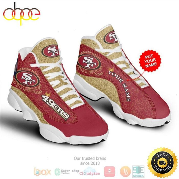 Personalized San Francisco 49Ers NFL Custom Red Yellow Air Jordan 13 Shoes