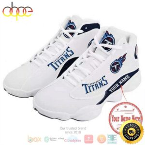 Personalized Tennessee Titans Football NFL Team Logo Custom White Air Jordan 13 Shoes