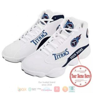 Personalized Tennessee Titans Football Nfl Team Logo Custom White Air Jordan 13 Shoes
