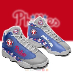 Philadelphia Phillies Mlb Grey Blue Air Jordan 13 Shoes