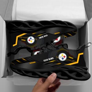 Pittsburgh Steelers Personalized NFL Sport Black Max Soul Shoes