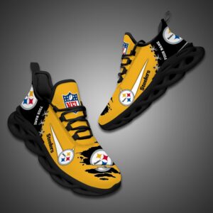 Pittsburgh Steelers Personalized Ripped Design NFL Max Soul Shoes