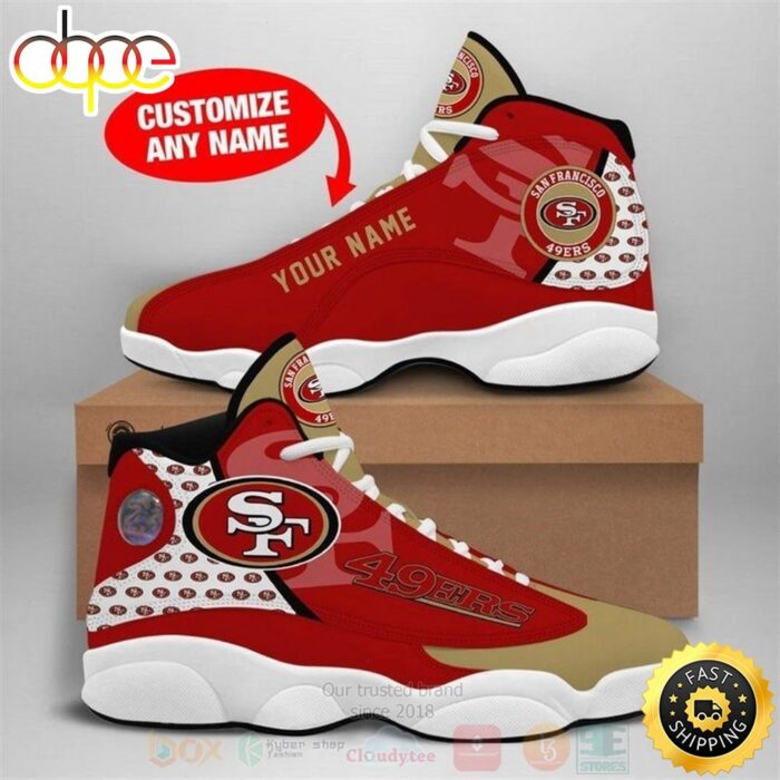 San Francisco 49Ers NFL Football Team Custom Name Air Jordan 13 Shoes